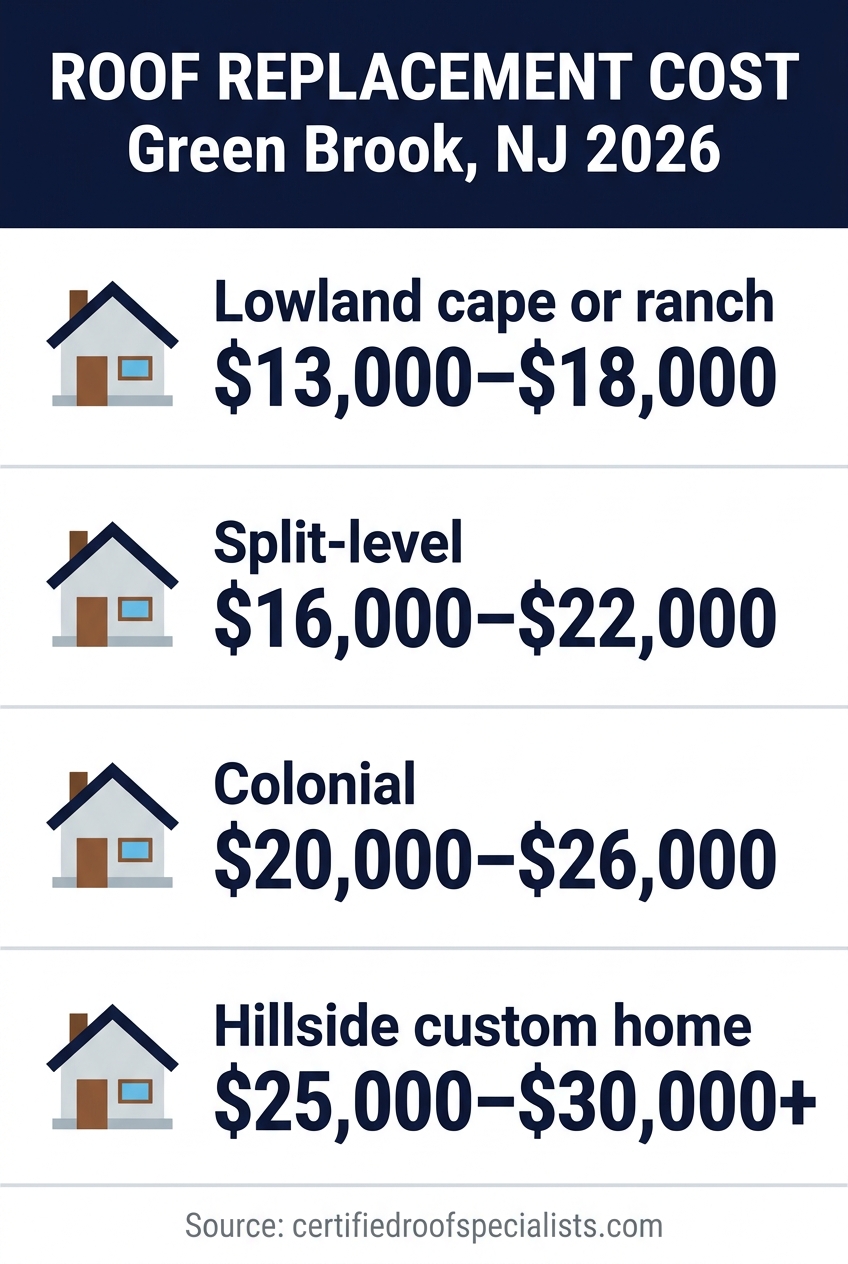 2026 roof replacement cost by home type in Green Brook NJ