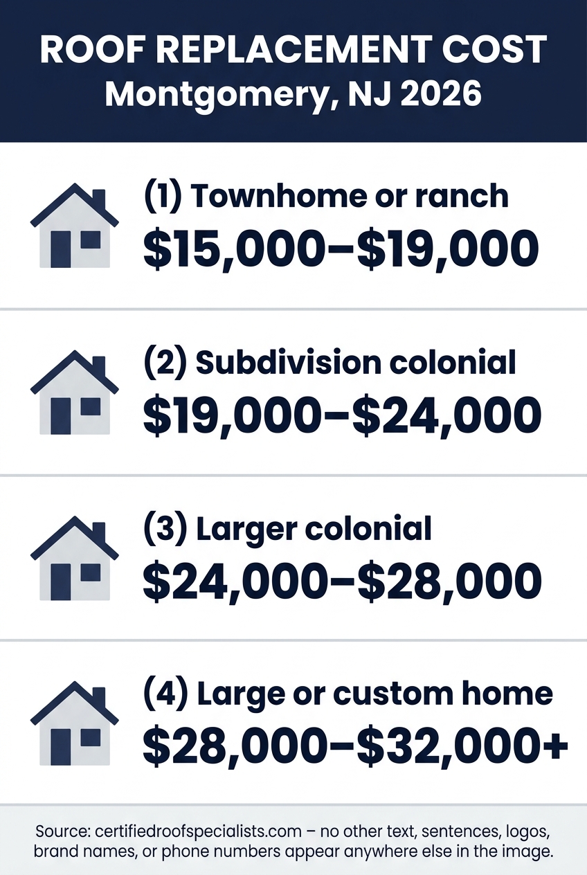 2026 roof replacement cost by home type in Montgomery NJ