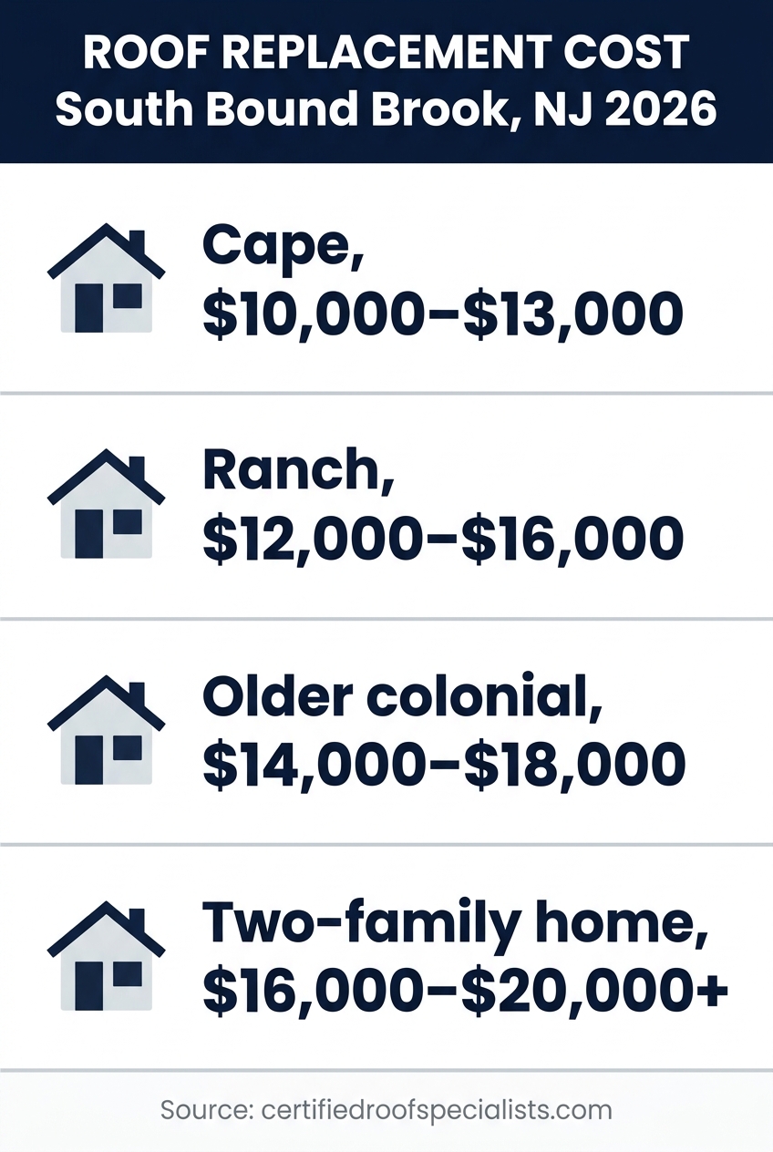 2026 roof replacement cost by home type in South Bound Brook NJ