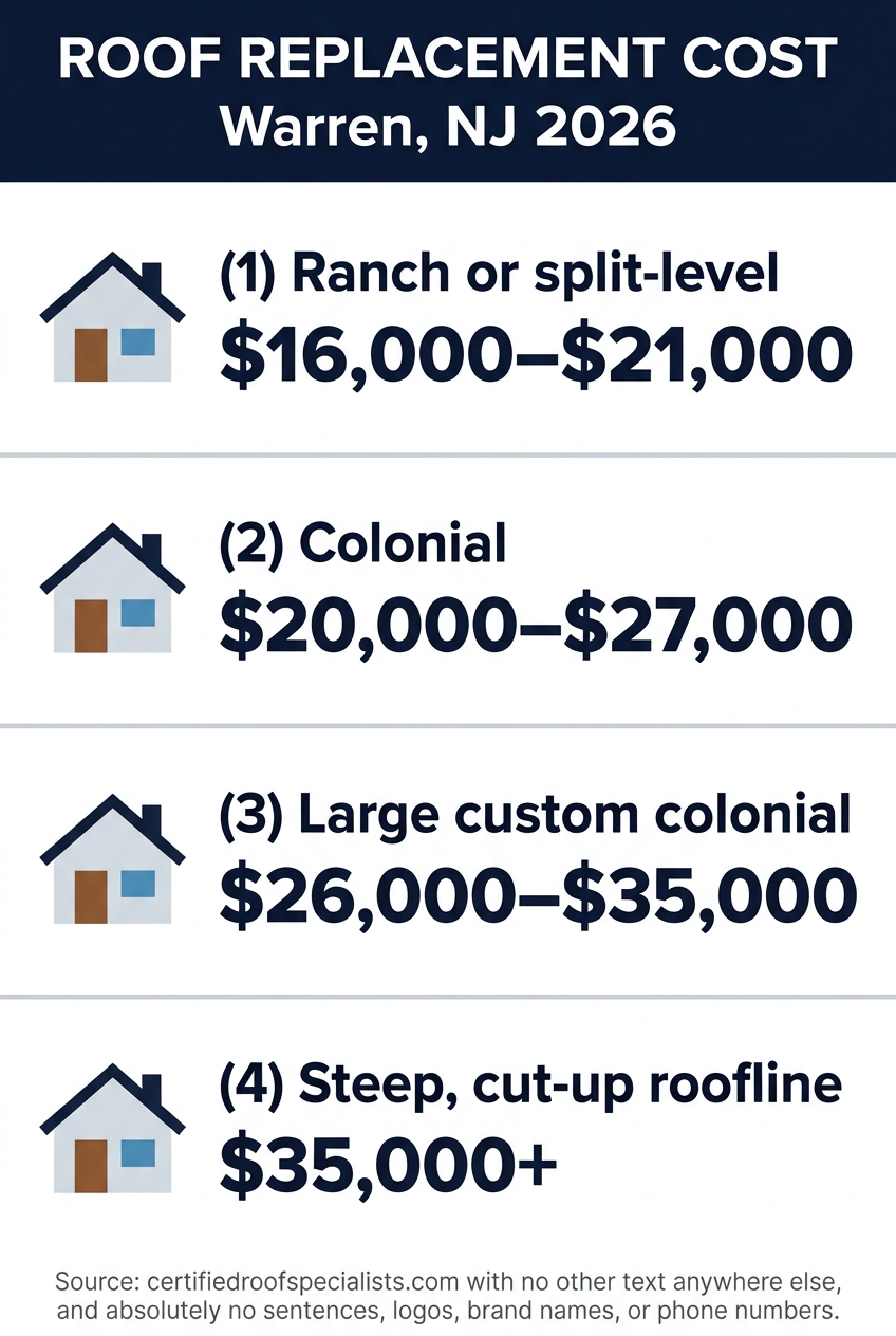 2026 roof replacement cost by home type in Warren NJ